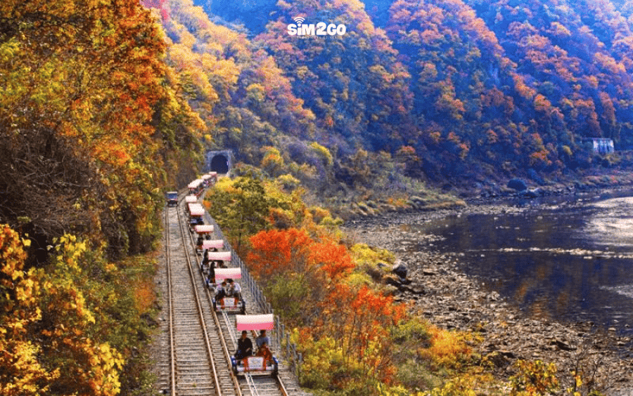 hoat-dong-dap-xe-tren-duong-sat-thu-vi-tại-chuncheon